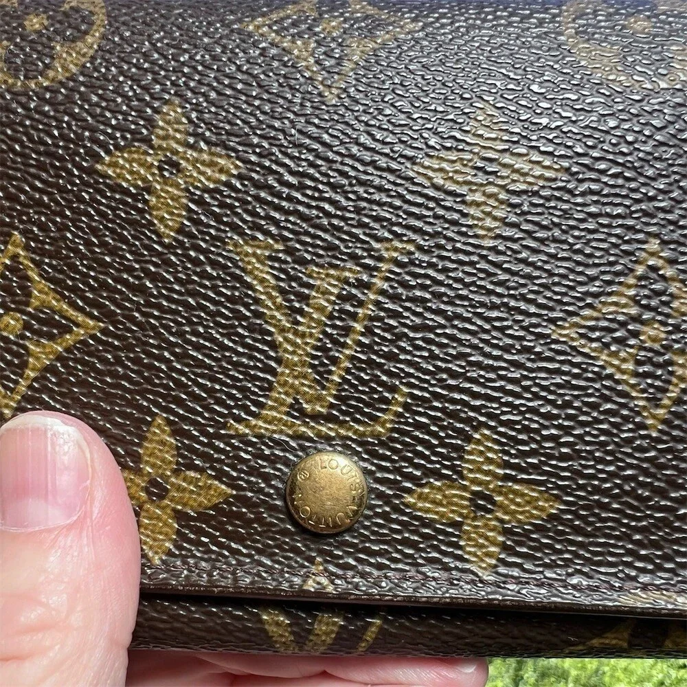 VINTAGE Louis Vuitton Bifold Wallet Brown Monogram Zip Coin Pocket AUTHENTIC